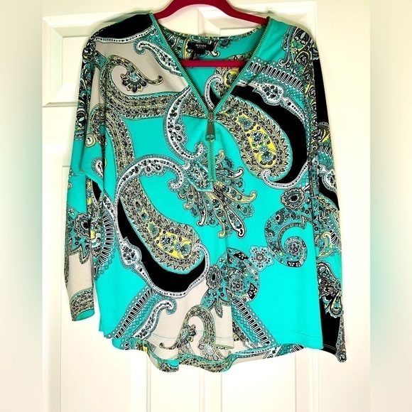 Alfani PL seafoam/teal zip top EUC - Picture 1 of 4